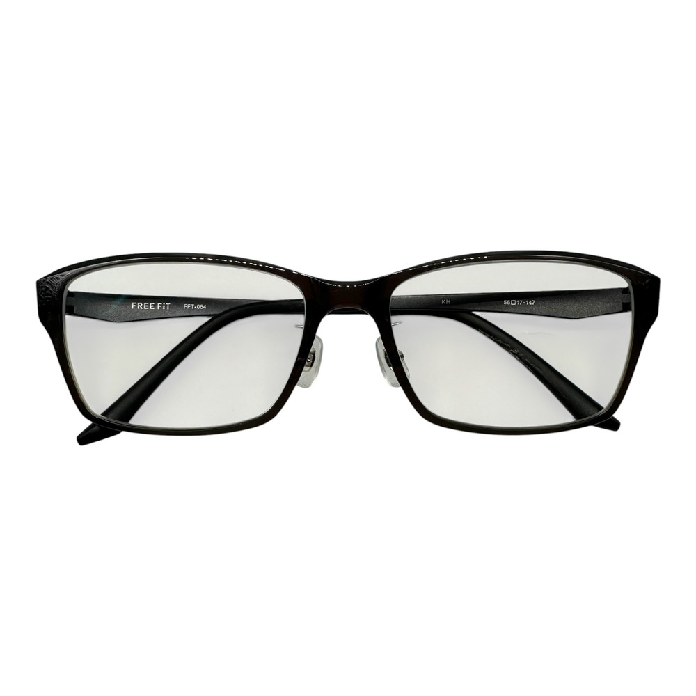 FREE‎ FiT FFT-064 56mm Rectangular Eyeglasses Frames & Case Black Optical Korea